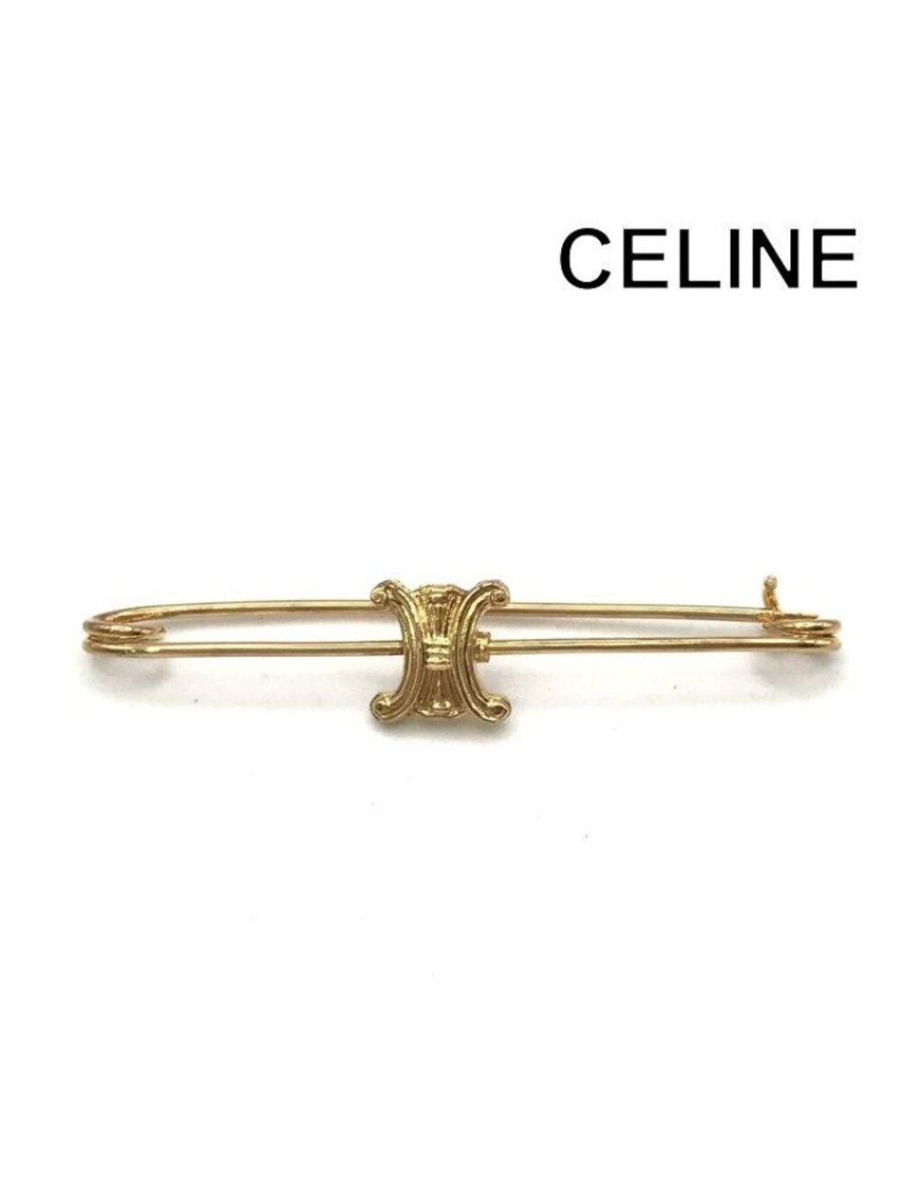 Celine Triomphe Pin Brooch Vintage Gold